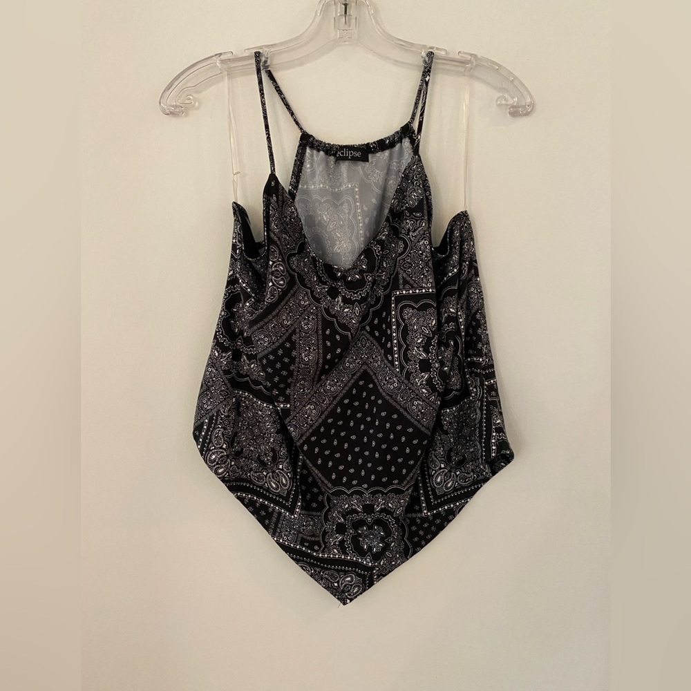Ladies Super cute Hanker-chief Tank. Size Small. Color Black/White